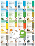 DERMAL Collagen Essence Sheet Mask 16 Combo Pack - 16 Days Daily Skin Therapy for Glow - Aloe, Snail, Vitamin Variety Gift Set - K-Beauty