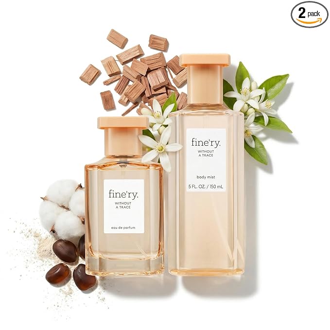 Fine'ry Without A Trace Eau De Parfum & Body Mist Gift Set | Clean & Fresh Notes Of Neroli, Cedarwood & Suede Musk | Fine Mist Spray & Perfume For Women | Fragrance Layering Duo (2oz + 5oz)