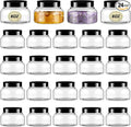 Tessco for you 24 Pack Plastic Jars with Lids Labels Multiuse Slime Containers Empty Body Scrub Jars Round Refillable Cosmetic Body Butter Container for Makeup (8 oz,Clear,Black)