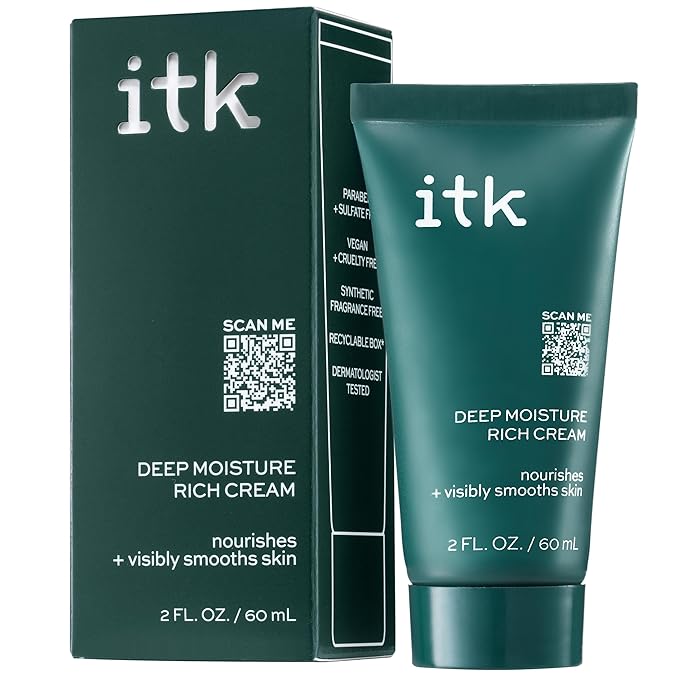 ITK Skincare Deep Moisture Anti Aging Face Cream With Hyaluronic Acid + Ceramides + Shea Butter For Nourishing Rich Hydration - Reduce Fine Lines + Wrinkles - Moisturize + Smooth Dry Skin