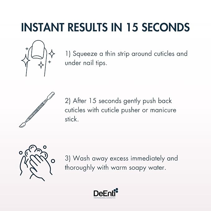 DeEnti Instant Cuticle Remover Gel, Professional Cuticle Softener with Instant 15-Second Removal, 8oz Bottle for Hand, Foot & Nail Care, Salon Quality Manicure & Pedicure Supplies