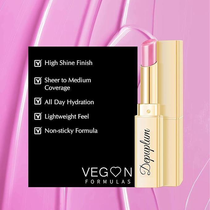 Depuplum Pink Lipstick for Women Moisture Lip Gloss Tinted Lip Balm Sheer Lipsticks for Mother's Day Nourishing Hydrate Glossy Lipstick for Dry Lips,DM104 Smoky Pink