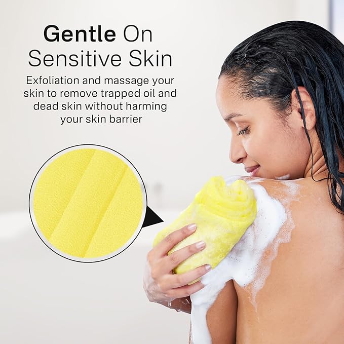 Yiclick Exfoliating Washcloth Towel, Exfoliating Body Scrubber, Back Scrubber for Shower Bath Washer, Japanese Exfoliating Wash Cloth, Korean Body Scrubber Exfoliator, Body Scrub Loofah Luffa Colors