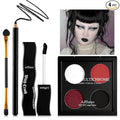Afflano Goth Eyeshadow Makeup Kit, Multichrome White Black Red Eyeshadow Palette, Goth Black lipstick Matte Waterproof,Ultra-Pigmented Intense Metallic Smokey Eye shadow SFX Halloween Gothic Makeup