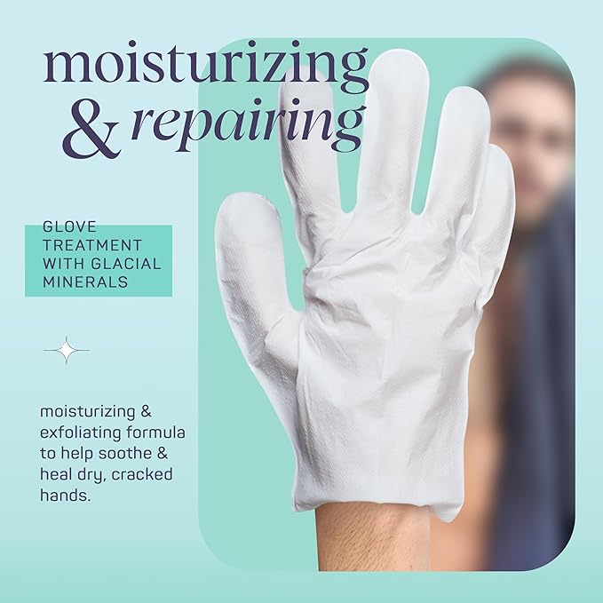 Spa Life Men's Cooling Mint Hand Moisturizing Gloves | Fathers Day Gifts | Revitalizing & Hydrating Foot Mask for Softening Dry, Cracked Skin | One Size Fits Most | 6 Pairs