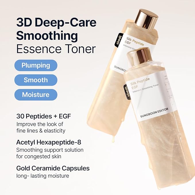 SUNGBOON EDITOR Silk Peptide EGF Facial Toner with Copper Peptides for Sensitive Skin | Moisture & Smoothing Care for fine Lines | Firm-Looking Radiance | Korean Skincare 10.14 fl oz