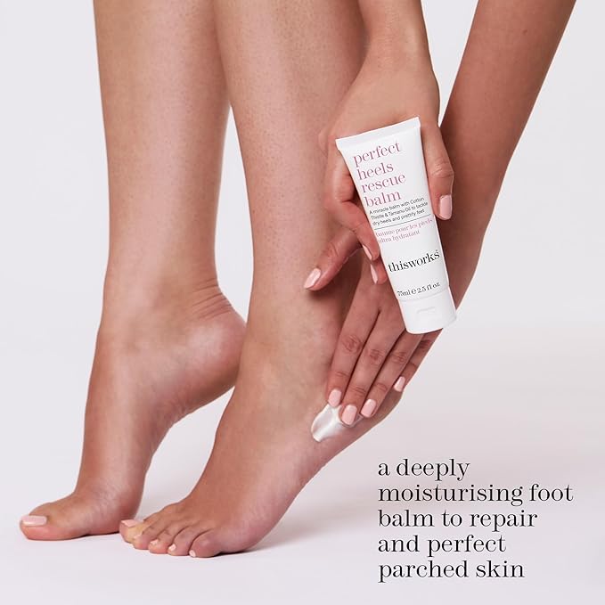 THISWORKS Perfect Heels Rescue Balm: A Natural Vegan Formula to Nourish, Repair and Moisturise with Cotton Thistle, Lemon and Lavender Essential Oils, Silicone Free, 75ml