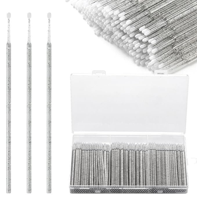 300pcs Disposable Micro Applicators brushes,JASSINS Eyelash Extensions Microfiber Wands Applicator Brush,False Eyelashes Brush Clean Mascara swabs(2.0 mm With Container) (BLACK)