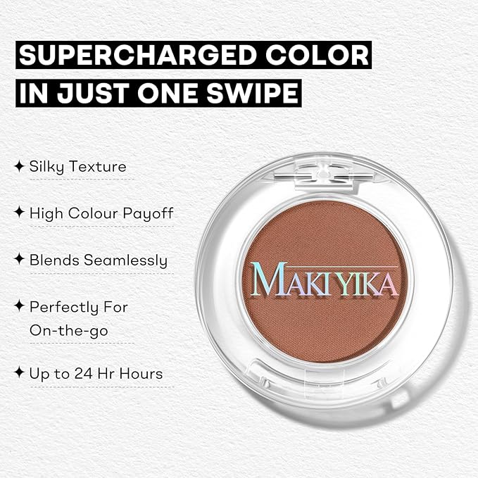 MAKI YIKA Caramel Brown Matte Single Eye Shadow Palette for Women Pigmented Reddish Brown Eyeshadow for Eyes Color Stay Long Lasting Waterproof Eye Makeup Palette, #11