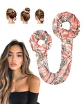 BONNET QUEEN Satin Heatless Hair Curler, Overnight Curls for Long Hair, Ultra Soft Daily Use of Hair Accessories & 2 Scrunchies, Damage-Free Styling, Soft Hair Curlers for Overnight, Pink Print