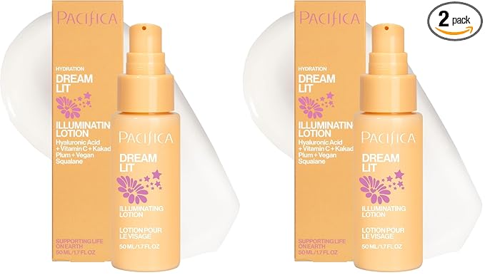 Pacifica Dreamlit Illuminating Facial Lotion – Vitamin C & Niacinamide Brightening Moisturizer for Radiant Glow - Natural Dewy Finish Hydrates & Minimizes Pores - Lightweight Daily Face Cream, Vegan