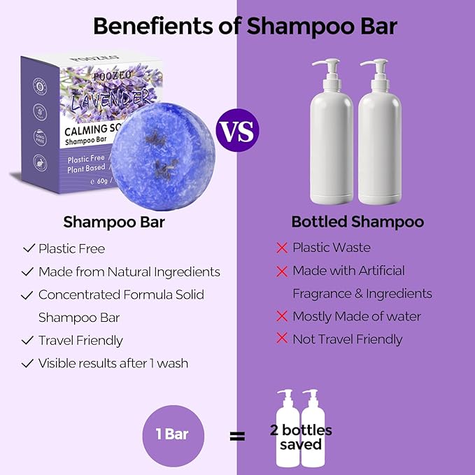 DBEAUTYM 2 Pack Lavender Shampoo Bar,Solid Hair Bar And Conditioner Effect Hair Soap,Organic Shampoo Bars For Hair With All Natural Plant Based Essential Oils,Stocking Stuffers,Gifts for Women