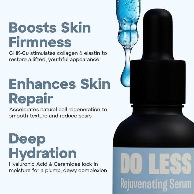 Do Less Rejuvenating Serum for Face, Lightweight Peptide Serum for Smooth, Firm Skin with GHK-Cu Copper Peptides & SNAP-8, 30ml / 1oz