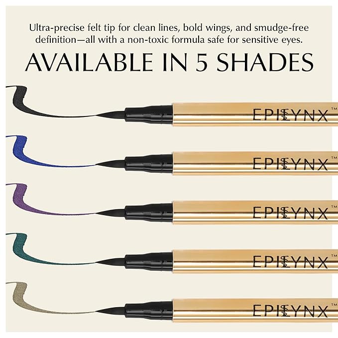 EPILYNX Liquid Eyeliner - Hypoallergenic Eyeliner with Fine Brush Tip, Long-Lasting Waterproof Eye Liner - Cruelty-Free, Vegan, Gluten-Free, Smooth Application Liquid Eye Liner, Black 2mL