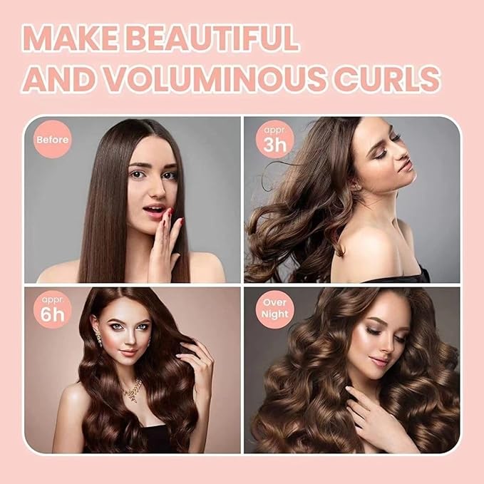 Overnight No Heat Hair Curls 3Pcs, for Long Medium Hair Overnight Heatless Jumbo Flexi Rods With Hook for Heatless Curlers Headband