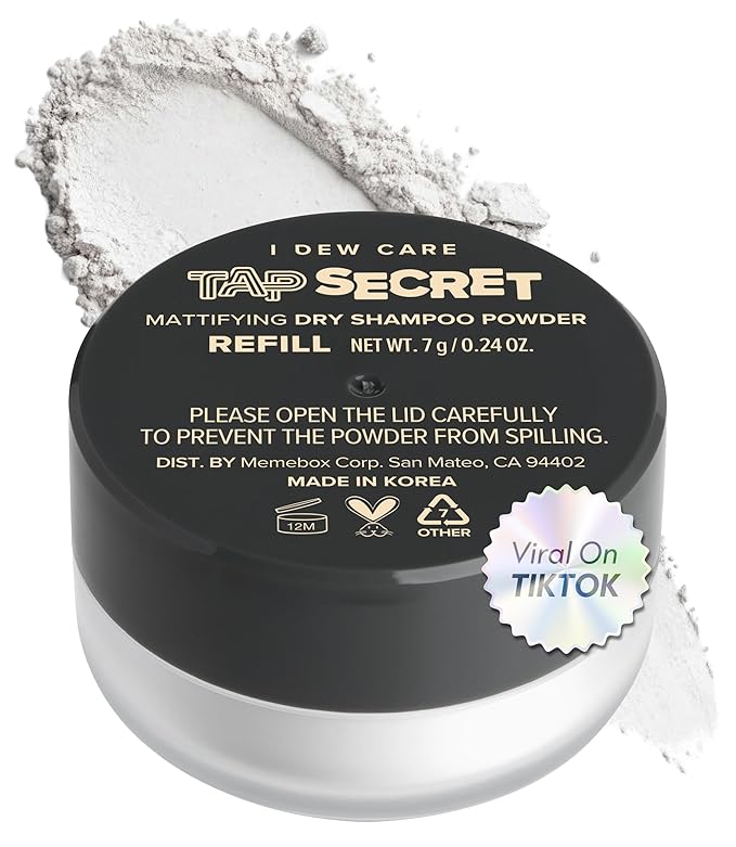 I DEW CARE Tap Secret Dry Shampoo Powder Refill with Biotin | Strengthening & Volumizing, Refillable, Travel size, Non-aerosol, Korean Ginseng, Dry Shampoo for Women, Women Stocking Stuffers, 0.24 Oz