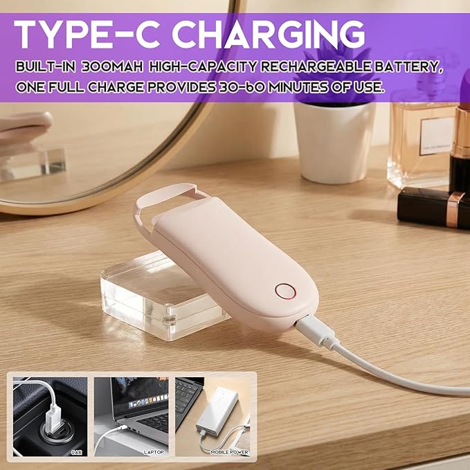 Heated Eyelash Curler, Electric Lash Curler with 3 Temperature Settings, Type-C Rechargeable & 10-Second Fast Heating for Long-Lasting Curls, Mini Travel-Friendly Design (Pink)