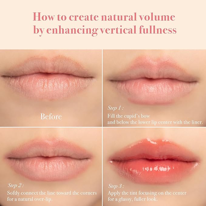 Epielle x herg Over Lip Glow Duo Lip Liner & Lip Tint, Soft Sculpting and Non-Sticky Glass Shine Korean Lip Liner Set, Dusty Mauve & Plum Whisper