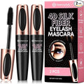 4D Silk Fiber Lash Mascara, Lengthening and Thick, Long Lasting, Waterproof & Smudge-Proof, Hypoallergenic Formula 2 Pack Black
