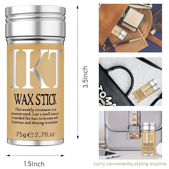 Hair Wax Stick for Wigs + 4 PCS Edge Brushes Hair Styling Comb Set, Edge Control Slick Stick Hair Pomade 2.7Oz Stick Non-greasy Styling Wax, Long Lasting, Strong Hold Temporary Hair Product
