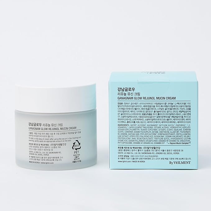 GANGNAM GLOW Rejunol Mucin PDRN Facial Cream 3.7 floz - 91.5% Snail Mucin Moisturizer with Hyaluronic Acid & Panthenol I Korean Skincare I Face Moisturizer for Women | Salmon DNA