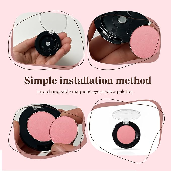 Refillable Eyeshadow Palette - Matte/Glitter/Duo-Chrome Pressed Powder & Cream Formula, Neutral/Shimmer/Smokey Multichrome, Travel-Friendly Iron Pan Refills (Matte, D44)