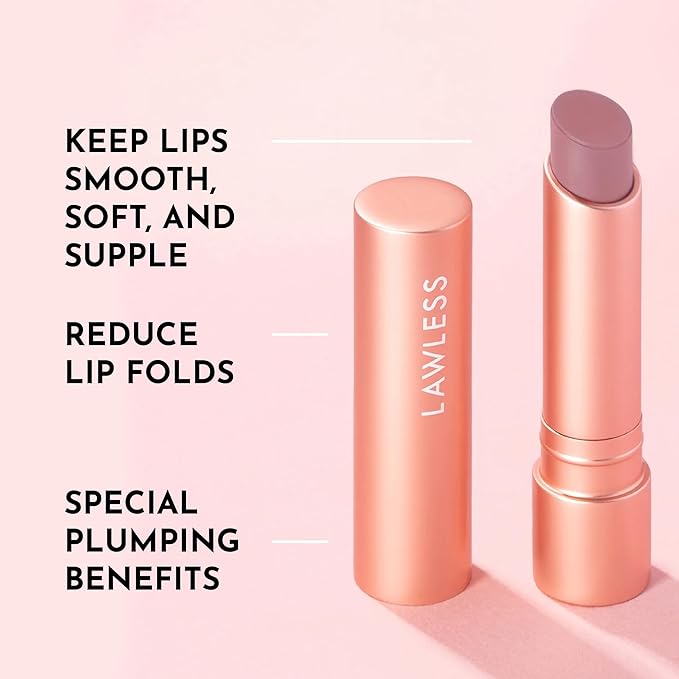 LAWLESS Women's Forget the Filler Lip Plumping Line Smoothing Tinted Balm, Whisper, 0.09 Ounce