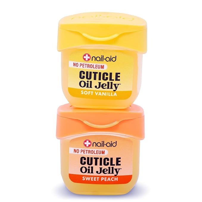 Nail-Aid Cuticle Oil Jelly, Press-On Friendly Non-Drip Cuticle Treatment for Dry Cracked Cuticles and Hangnails, Collagen + Vitamin E, CleanClick™ Secure Flip-Top Cap, Petroleum-Free (Pack of 2)