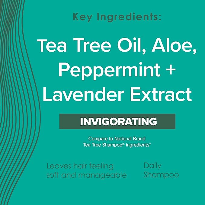 True+Real Tea Tree Shampoo, Invigorating Deep Clean Scalp Care, Refreshing Mint Scent, For All Hair Types, 10.14 oz