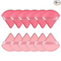 Pimoys 12 Pcs Triangle Powder Puff Pink Velour Makeup Puff, Dry Use for Foundation on Cheeks Forehead Eyes and T-Zone, Reusable for Home Travel and Pro Use