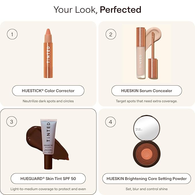Live Tinted Hueguard Skin Tint SPF 50 - Tinted Mineral Sunscreen with Light-Medium Buildable Coverage With a Hydrating and Radiant Finish - Water and Sweat Resistant, 1.35 fl oz - Shade 01