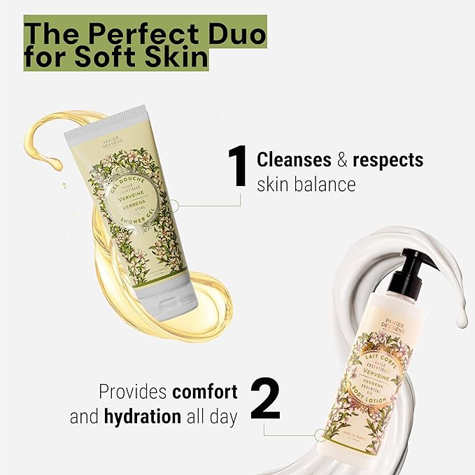 Panier des Sens - Lemon Verbena Moisturizing Body Wash for Women & Men - Gentle Shower Gel - 96% Natural - Normal, Sensitive Skin - Body Care Made in France, SLS Free, Vegan - 6.8 floz