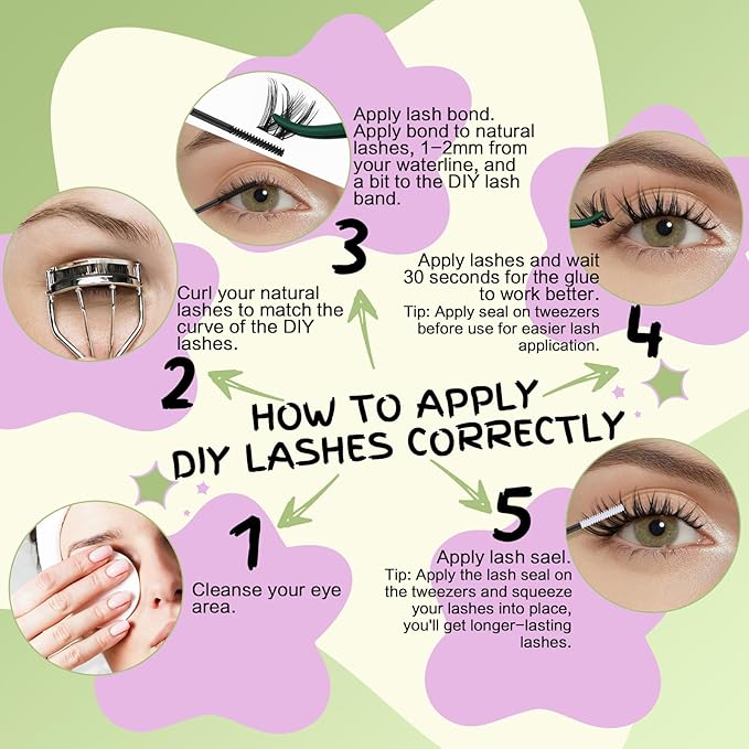 KEYYOU LASH clusters 144Pcs D Curl Angel Eyelash Extension Thick Wispy Natural Band Lash with Waterproof DIY Lash Extension at Home（Angel A01-D-8-18MIX）