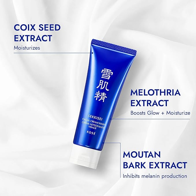 SEKKISEI Facial Cream Wash, Hydrating & Creamy Face Cleanser, Moisturizing, Gentle Foaming Formula Removes Impurities, Dead Skin Cells & Excess Oil for All Skin Types, 4.5 oz