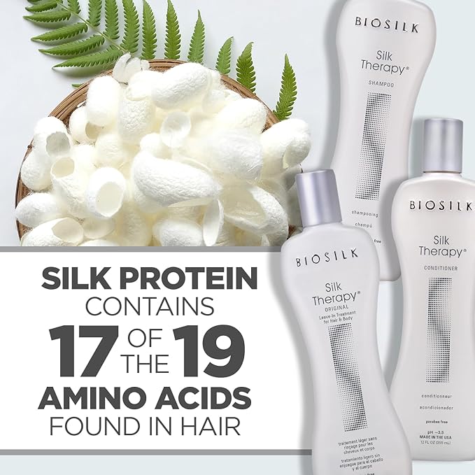 BioSilk 3-Piece Silk Therapy Kit, Shampoo, Conditioner & Serum for Healthy, Shiny, Manageable Hair, Sulfate-Free, Paraben-Free, Cruelty-Free, 12 Oz Haircare Set