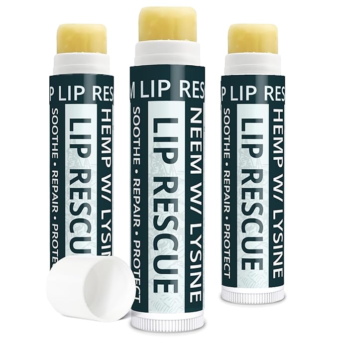 Hemp Lip Balm with L-Lysine & Seed Oil | Intense Lip Conditioner for Softness & Moisture Retention | Natural Botanical Lip Care (3 Tubes)