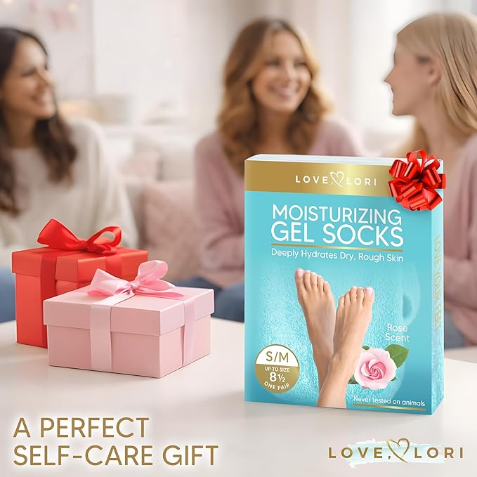 Moisturizing Socks (Up to Size 8.5) - Gifts for Women Her Wife - Infused with Vitamin E & JoJoba Oil - Gel Silicone Aloe Foot Care Socks - Spa Self Care Gift