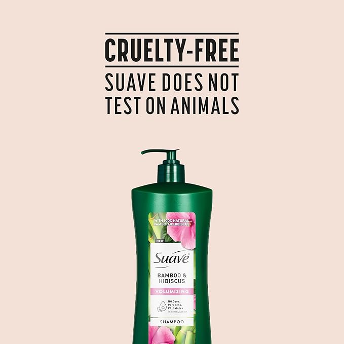 Suave Bamboo & Hibiscus Volumizing Shampoo, for Fine and Flat Hair, Salon Proven System for Boosting Hair Volume and Body, 28 oz, 4 Pack