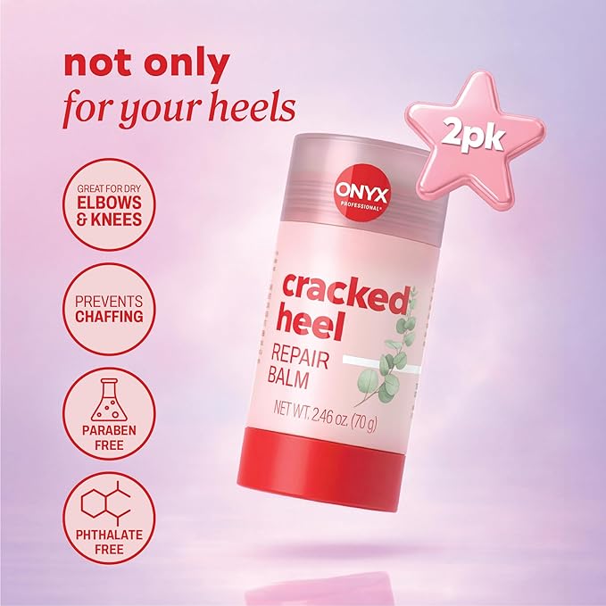 Onyx Professional Cracked Heel Repair Balm Stick, Tea Tree Eucalyptus Scent, 2 Pack - Dry Heels Dry Cracked Feet Treatment, Moisturizing Heel Balm Rolls On, No Mess Like Foot Cream or Foot Lotion
