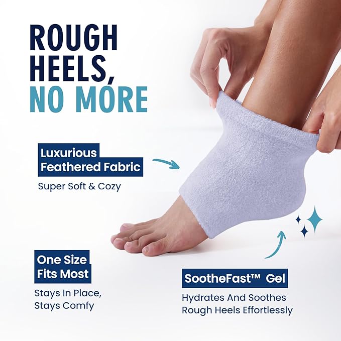 Dr. Frederick’s Original Moisturizing Fuzzy Heel Socks - Cozy Gel-Lined Socks for Dry Cracked Heels - 2 Pairs - Overnight Foot Care with Olive Oil, Vitamin E - Gifts for Women & Men - Variety Pack