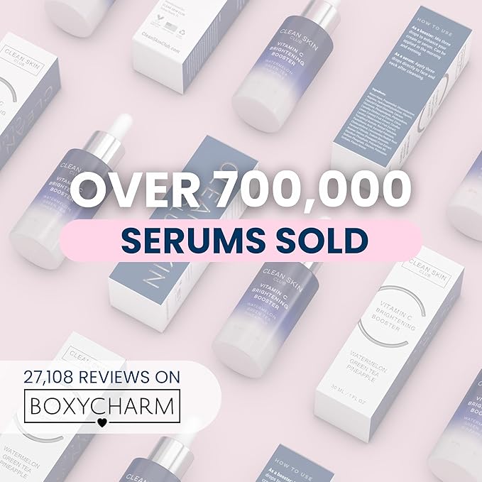 Clean Skin Club Vitamin C Serum & Brightening Booster, Vitamins A, E, D & K, Anti Aging Collagen Clear Facial Care, Glow, Scars, Sun Damage, Age