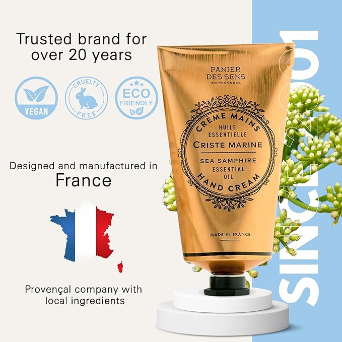 Panier des Sens – Sea Samphire Hand Cream – Moisturizing Hand Lotion for Dry Skin – Premium French Hand Cream, Softening Care for Women, 97% Natural Ingredients, 2.5 Fl Oz