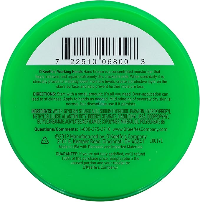 O'Keeffe's K0680001-8 Working Hands Hand Cream in Jar (8 Pack), 6.8 oz