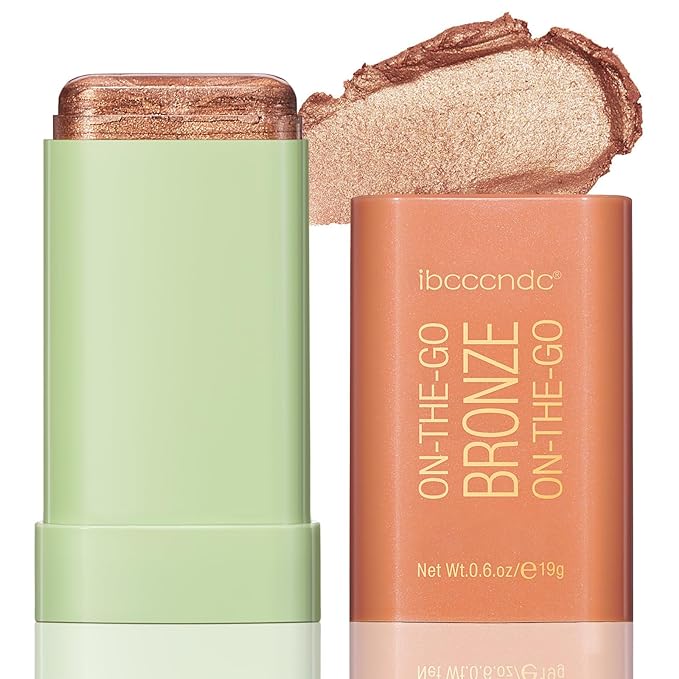 Highlighter Makeup Stick - Blush Highlighters Makeup Stick for Face & Body, Natural Silky Shimmer Highlight, Bendable Long Lasting Cream Korean Highlighter (#A03 Rich Glow)