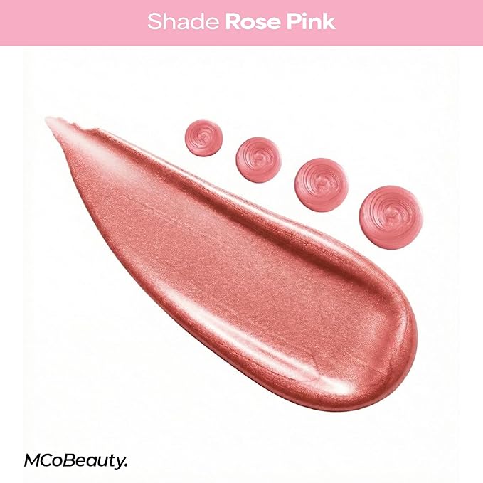 MCoBeauty Super Glow Blush Drops - Rose Pink - Liquid Cheek Color - Buildable Warm Flush with Jojoba Oil Hyaluronic Acid Cocoa Extract White Tea Antioxidants - Vegan & Cruelty Free