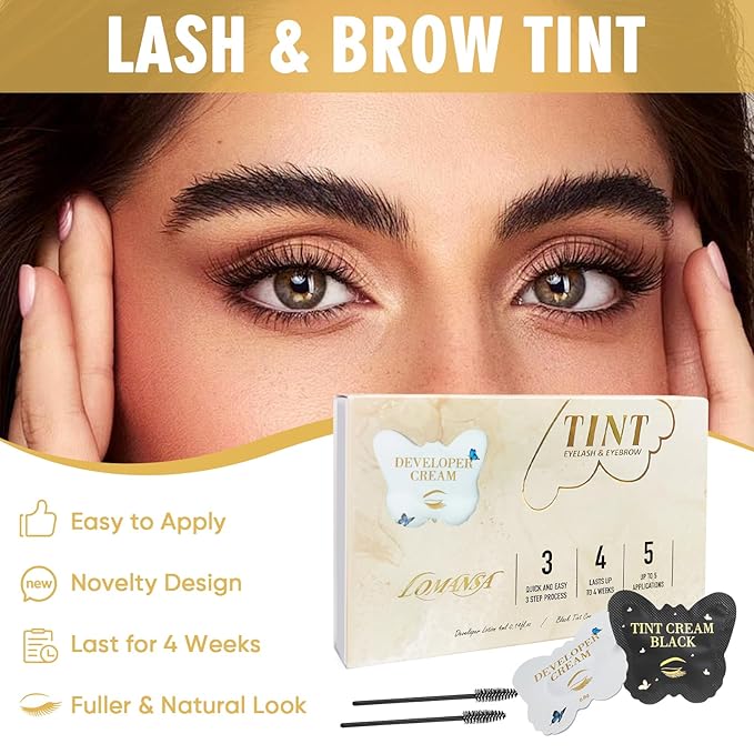 Lash Color Kit Black Eyelash Color for Lashes and Brows, Instant Result with Natural Effects Lasts 4 Weeks Easy to Use for Salon & Home