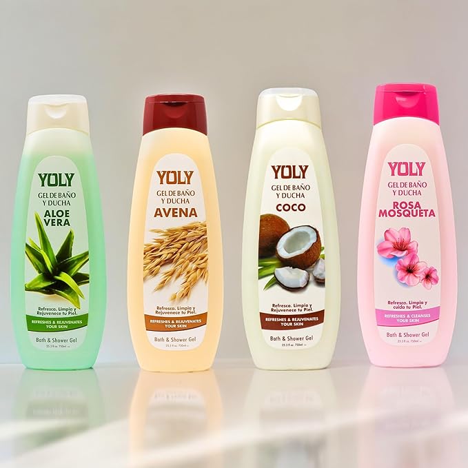 YOLY Oatmeal Body Wash - Daily Moisturizing, For Dry & Sensitive Skin, Refreshing & Rejuvenating, 25.3 Fl Oz (Pack of 4)