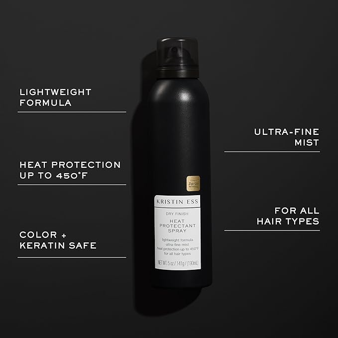 Kristin Ess Dry Heat Protectant Spray - Blow Dry Frizz Control + Shine Enhancing - Anti Humidity Thermal Heat Protectant Spray - Repair + Protect Hair Up to 450 Degrees - Fresh Pear Fragrance (5 oz)