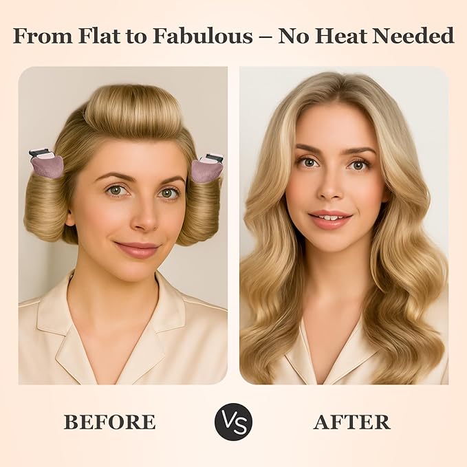 Heatless Hair Curler Set – 4PCS Velvet Overnight Blowout Rods for Heatless Curls, Jumbo Flexible Curling Rods to Sleep In, No Heat Curling Tools for Natural Waves and Curls Rose Pink