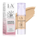 Tinted Face Sunscreen - Waterproof & Lightweight Liquid Foundation with SPF 50++, 3-in-1 Full Coverage Foundation Smooths & Blurs Pores, 301 Medium